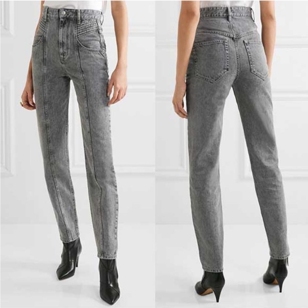 Isabel‎ Marant Etoile Henoya Light Gray Wash High Rise Jeans
